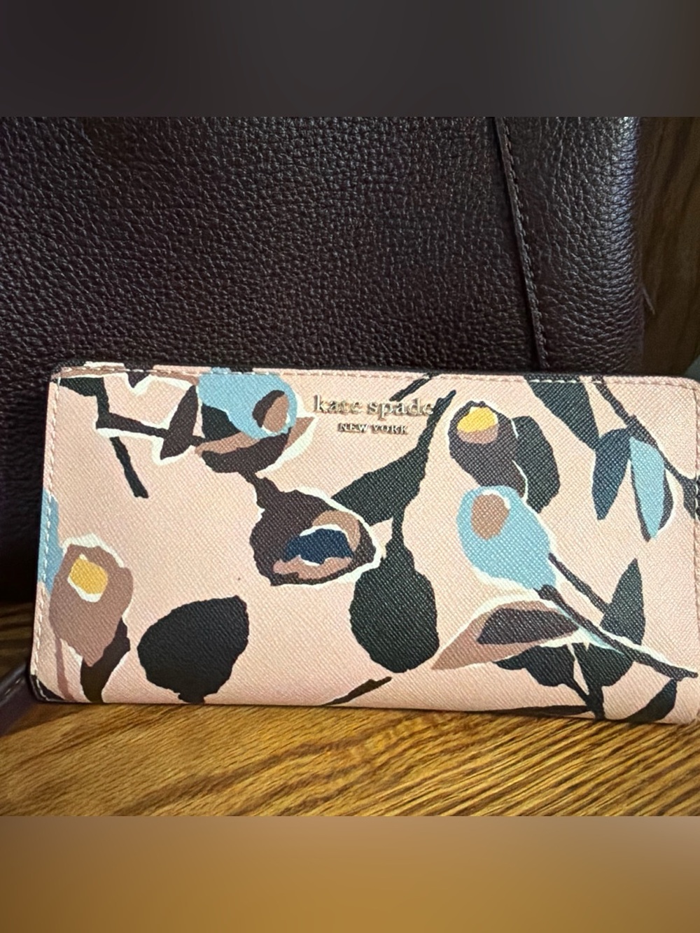 NWT kate spade plum leather satchel with floral pink wallet - Picture 3 of 7